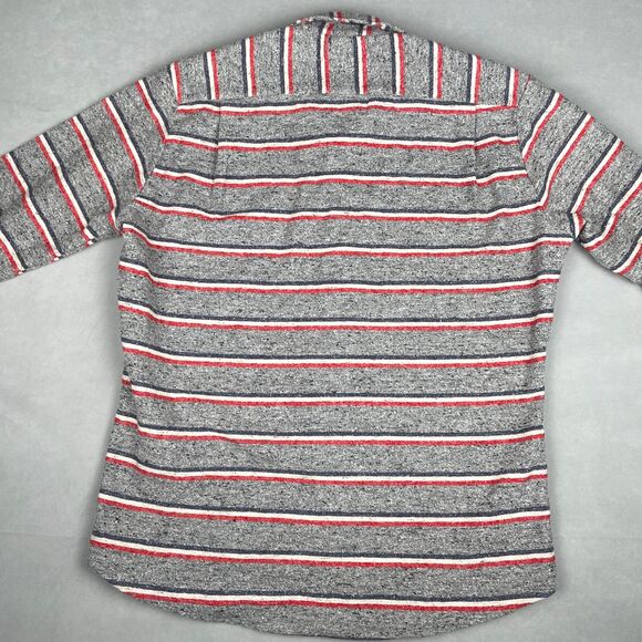 American Apparel Flannel Shirt Mens M Gray Stripe Western Workwear Poly USA Made - Picture 2 of 8